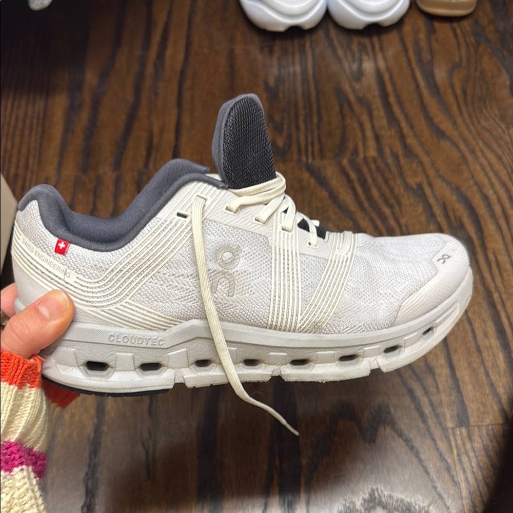 White and Gray Athletic Sneakers